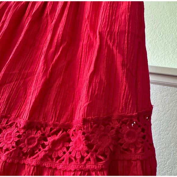 Red Maxi Dress Size 6 | Boho Summer | Smocked Top - Picture 4 of 6